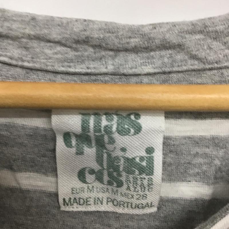 ザラ ZARA ワンピース ミニスカート コットン フレンチスリーブ M ボーダー柄 白 / ホワイト / X 灰 / グレー /  レディース USED 古着 中古 10133721
