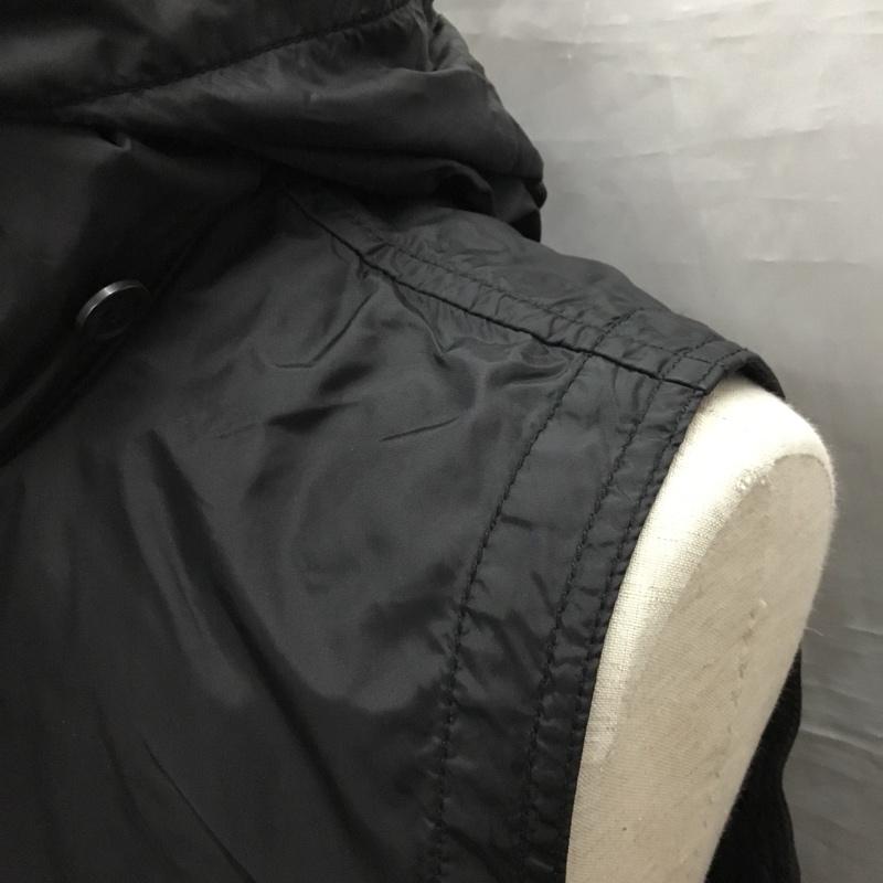 バーバリーブラックレーベル BURBERRY BLACK LABEL ベスト ベスト ジップアップベスト ノースリーブカットソー フード付きベスト L 無地 黒 / ブラック / メンズ USED 古着 中古 10121913