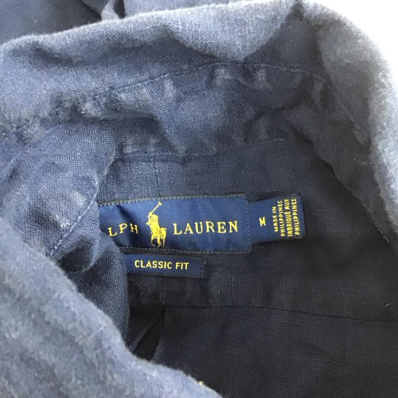 ラルフローレン RALPHLAUREN シャツ、ブラウス 半袖 半袖シャツ カラーシャツ 半袖カットソー ボタンダウンシャツ M ロゴ、文字 紺 / ネイビー /  メンズ USED 古着 中古 10112150