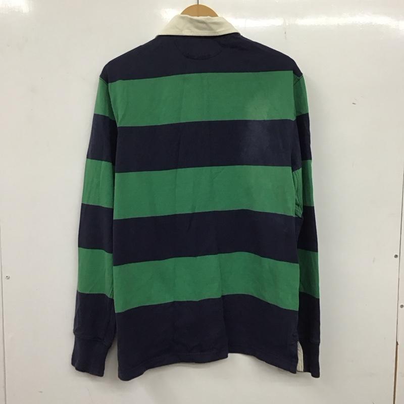 ポロバイラルフローレン Polo by RALPH LAUREN ポロシャツ 長袖 長袖ポロシャツ 長袖カットソー カラーシャツ M ロゴ、文字 紺 / ネイビー / X 緑 / グリーン / メンズ USED 古着 中古 10136227