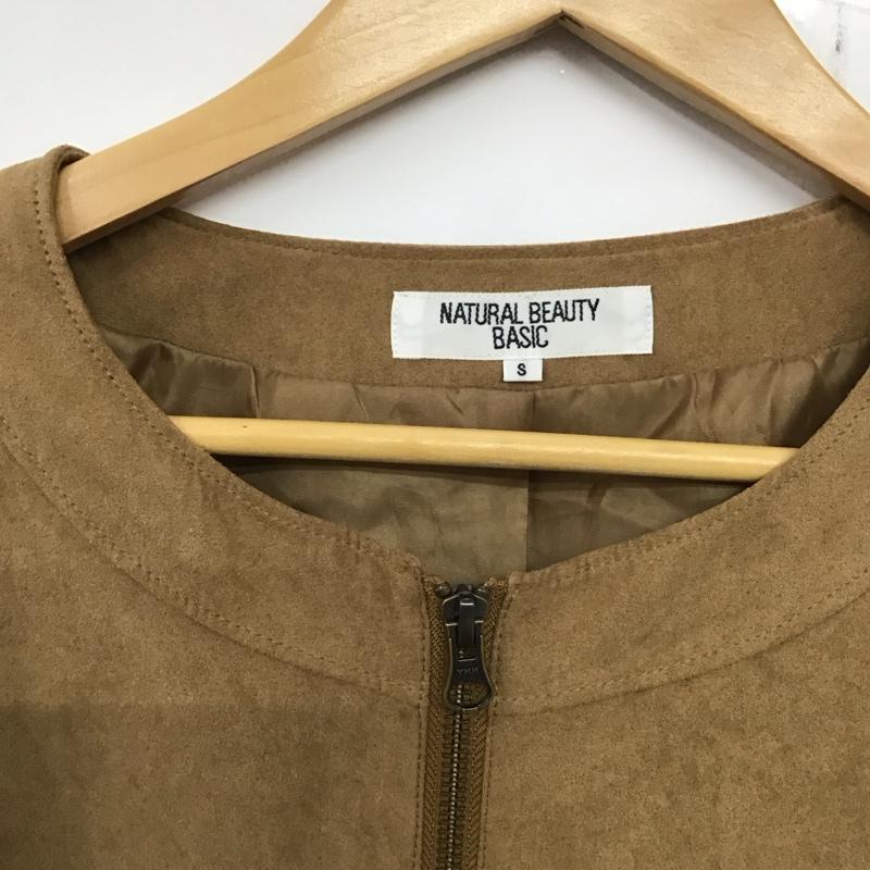 ナチュラルビューティーベーシック NATURAL BEAUTY BASIC ジャケット、上着 ジャケット、ブレザー 017-255910 ノーカラー S 無地 茶 / ブラウン / レディース USED 古着 中古 10133719