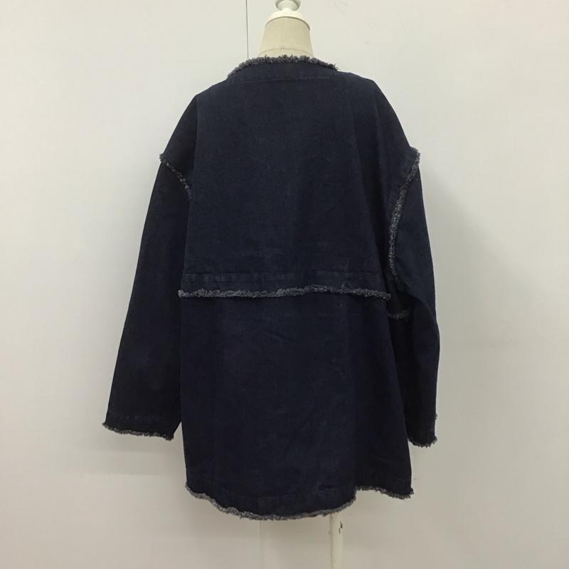 セレクトモカ select MOCA ジャケット、上着 ジャケット、ブレザー 10007274-2 デニムジャケット 2WAY ショート丈 ノーカラー FREE 無地 インディゴ / インディゴ / レディース USED 古着 中古 10109074