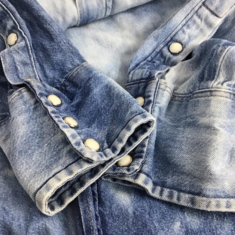 ラングラー Wrangler シャツ、ブラウス 長袖 長袖シャツ 無地シャツ カラーシャツ デニムシャツ 80s 90s ロゴ、文字 インディゴ / インディゴ / メンズ USED 古着 中古 10141884