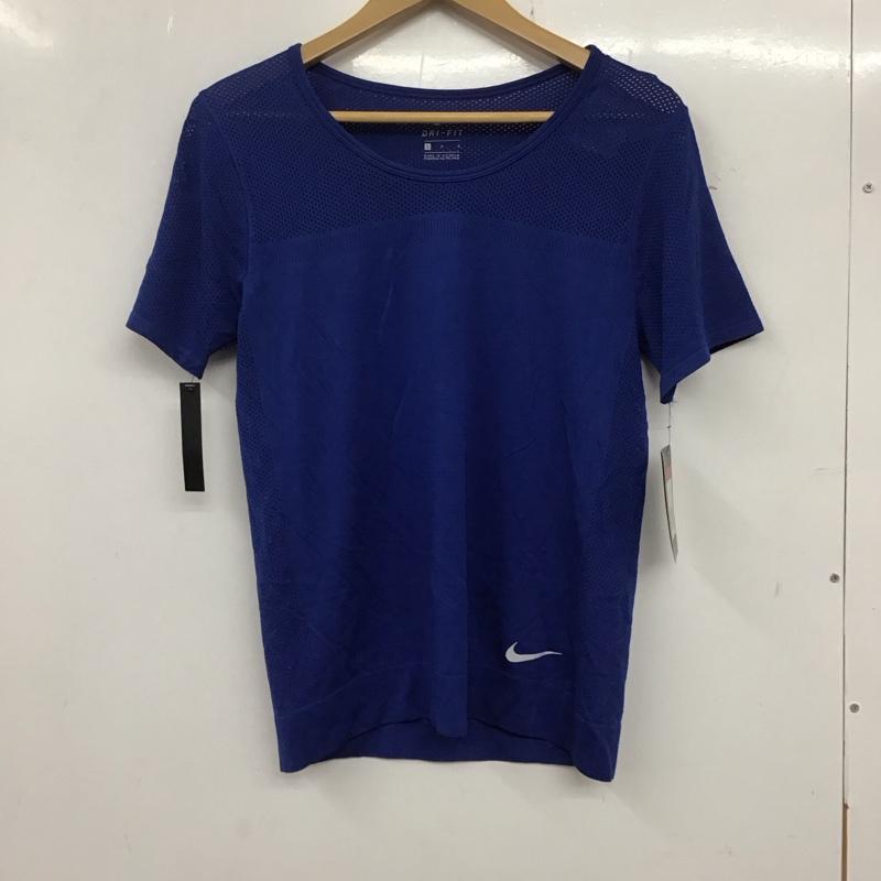 ナイキ NIKE Tシャツ 半袖 AT0579-438 DRI-FIT メッシュ タグ付き L ワンポイント 青 / ブルー / レディース USED 古着 中古 10135608