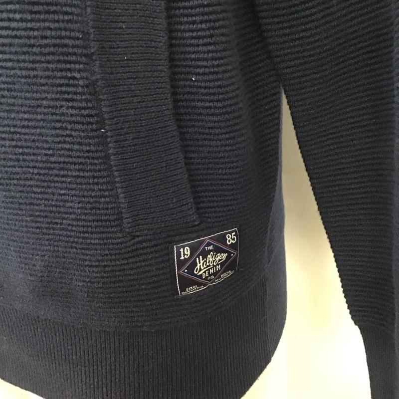 トミーヒルフィガー TOMMY HILFIGER ジャケット、上着 ジャケット、ブレザー ジップアップニットジャケット ノーカラージャケット セーター 長袖ニットカットソー M ロゴ、文字 紺 / ネイビー /  メンズ USED 古着 中古 10109088