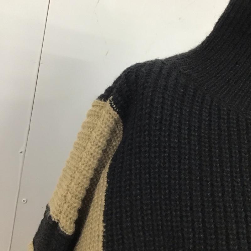 エミプラス emi+ セットアップ セットアップ 233B4307EM ニットプルオーバー ニットスカート バイカラー スタンドネック タグ付き FREE 無地 黒 / ブラック / X ベージュ / ベージュ / レディース USED 古着 中古 10121116