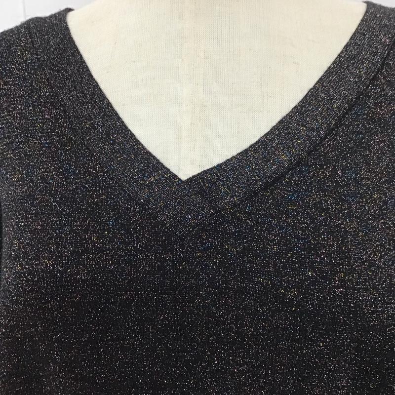 ジーナシス JEANASIS ニット、セーター 長袖 JS062807AD ラメ Vネック FREE 無地 黒 / ブラック /  レディース USED 古着 中古 10113849