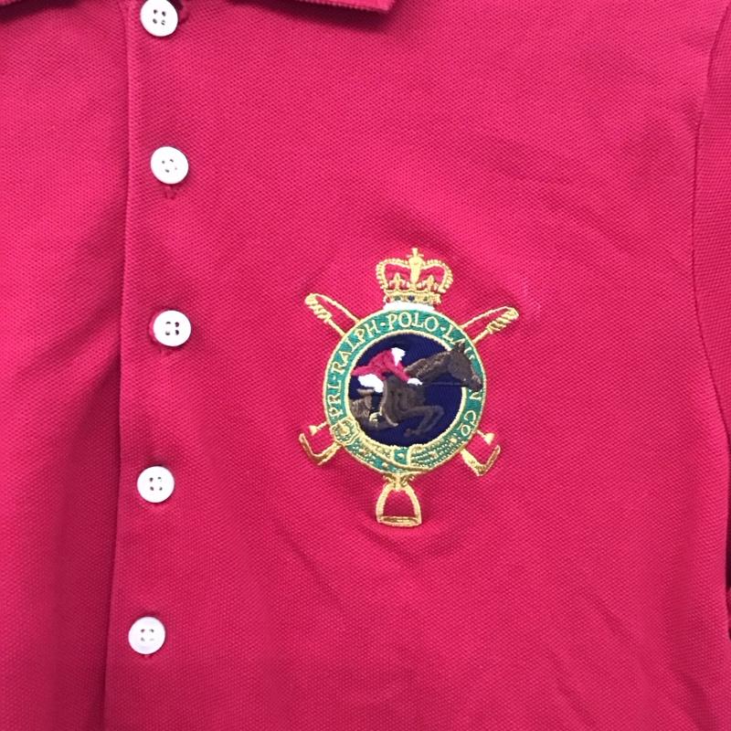 ポロラルフローレン POLO RALPH LAUREN ポロシャツ 半袖 半袖ポロシャツ カラーシャツ 半袖カットソー M ロゴ、文字 赤 / レッド / レディース USED 古着 中古 10136457