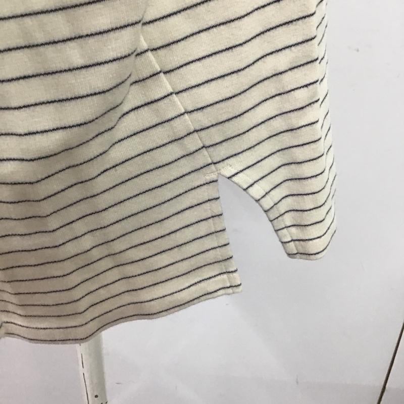 ラコステ LACOSTE カットソー 長袖 長袖カットソー クルーネックカットソー ロングスリーブカットソー ボーダー 38 ロゴ、文字 X ボーダー柄 白 / ホワイト /  レディース USED 古着 中古 10109951
