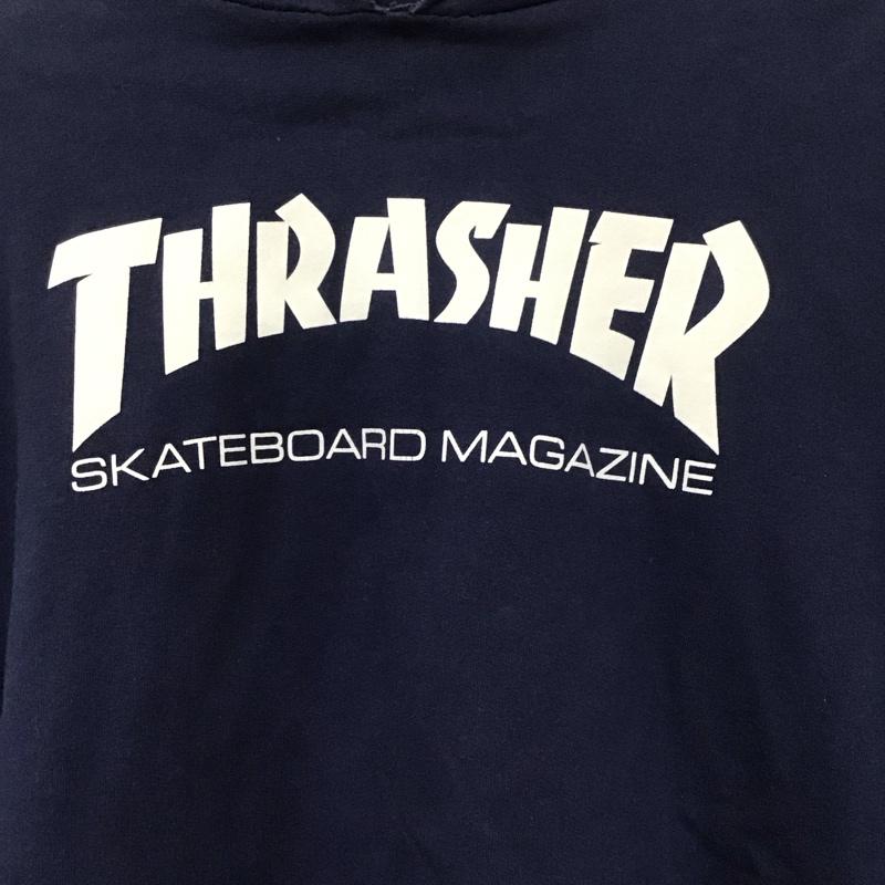 スラッシャー THRASHER パーカー 長袖 長袖パーカー プルオーバーパーカー スウェット L ロゴ、文字 紺 / ネイビー / メンズ USED 古着 中古 10137844