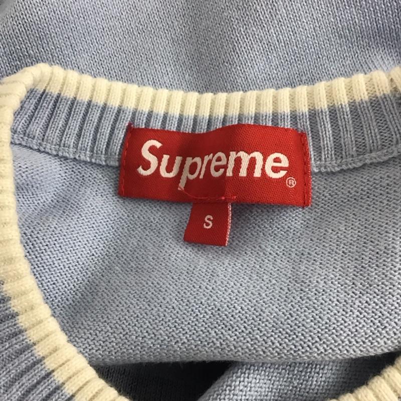 シュプリーム Supreme ニット、セーター 長袖 20SS ChestStripeSweater 長袖カットソー ニット S ロゴ、文字 水色 / ライトブルー / メンズ USED 古着 中古 10126240