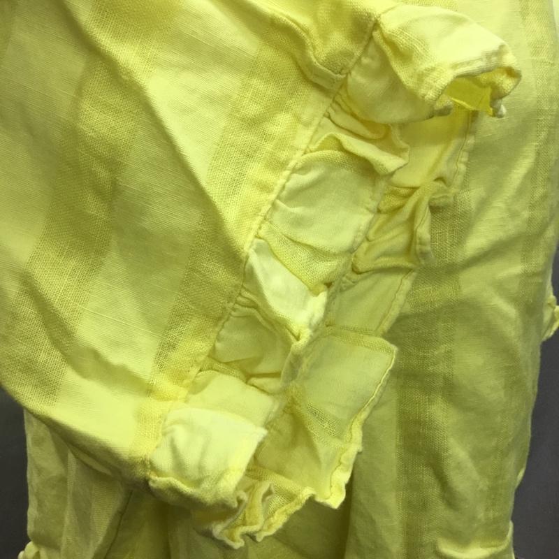 ザラ ZARA カットソー 半袖 7521 097 300 袖フリル M ストライプ 黄 / イエロー /  レディース USED 古着 中古 10107462