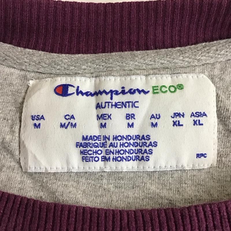 チャンピオン Champion トレーナー 長袖 長袖トレーナー スウェット クルーネック リブスウェットカットソー M ロゴ、文字 紫 / パープル /  メンズ USED 古着 中古 10118261