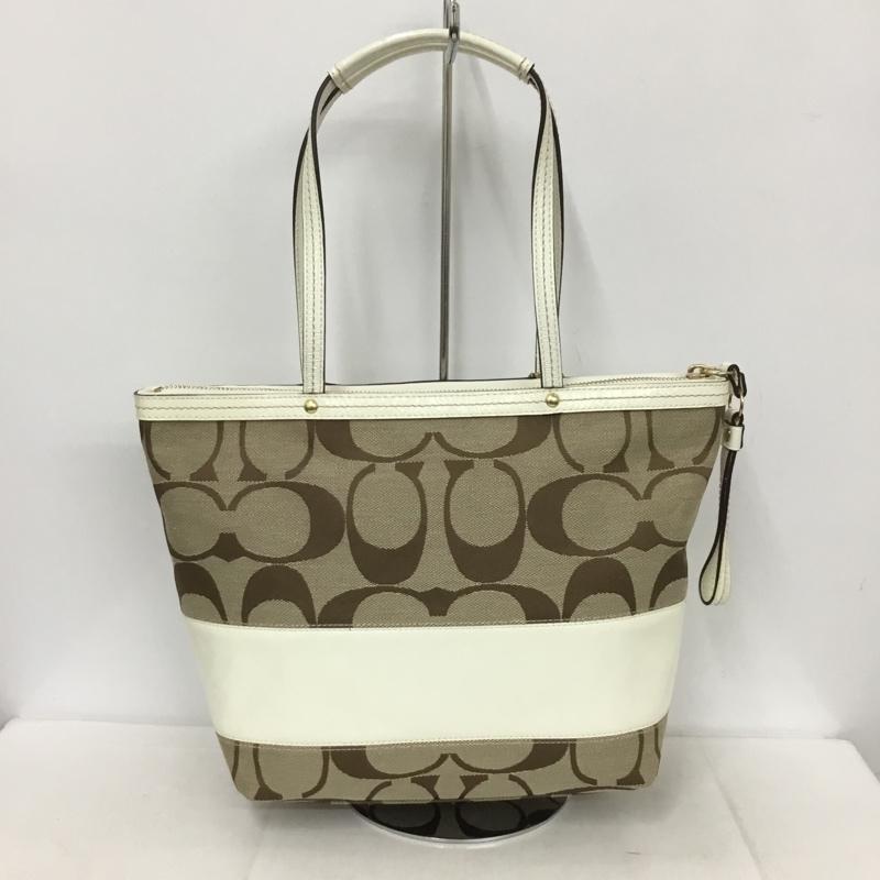 コーチ COACH トートバッグ トートバッグ 12429 シグネチャー ロゴ、文字 ベージュ / ベージュ / X 白 / ホワイト / レディース USED 古着 中古 10134316