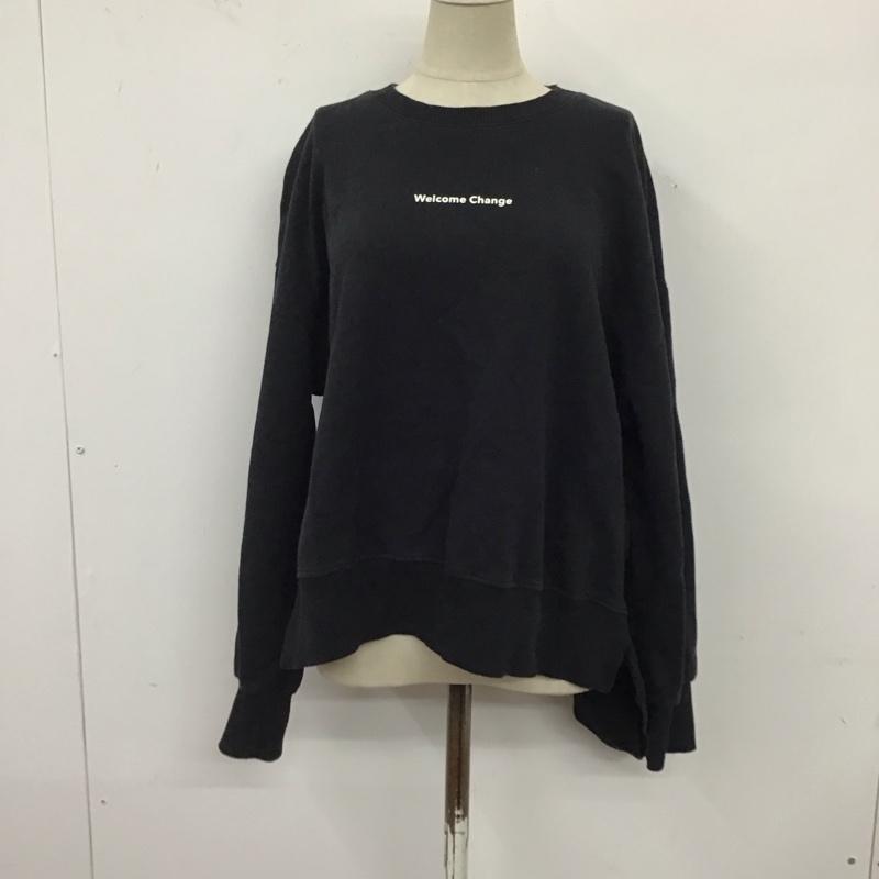 ザラ ZARA トレーナー 長袖 スウェット M ロゴ、文字 黒 / ブラック / レディース USED 古着 中古 10120399