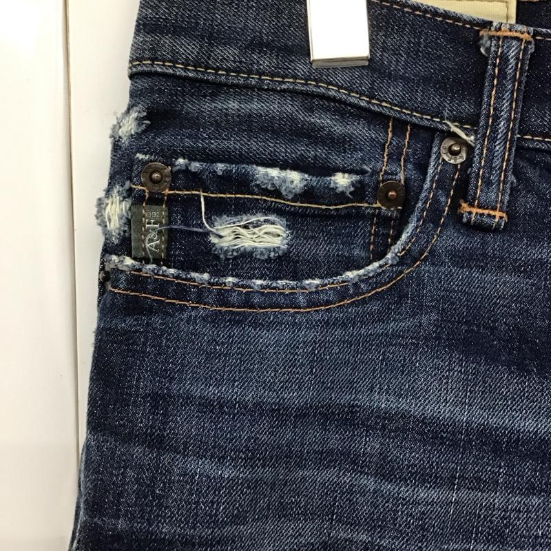 アバクロンビーアンドフィッチ ABERCROMBIE&FITCH パンツ デニム、ジーンズ デニムパンツ ワイドパンツ カジュアルパンツ Gパン 30インチ 無地 インディゴ / インディゴ / メンズ USED 古着 中古 10128682