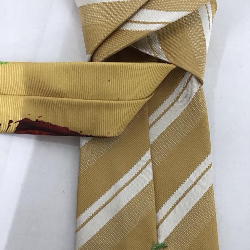 ガガ ミラノ GaGa MILANO ネクタイ ネクタイ シルク ストライプ 金 / ゴールド / X 白 / ホワイト / メンズ USED 古着 中古 10125665