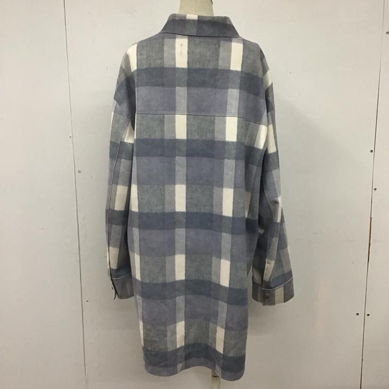 ザラ ZARA ジャケット、上着 ジャケット、ブレザー 7901 122 044 シャツジャケット ロング丈 M チェック 白 / ホワイト / X 灰 / グレー / X 水色 / ライトブルー / レディース USED 古着 中古 10107955