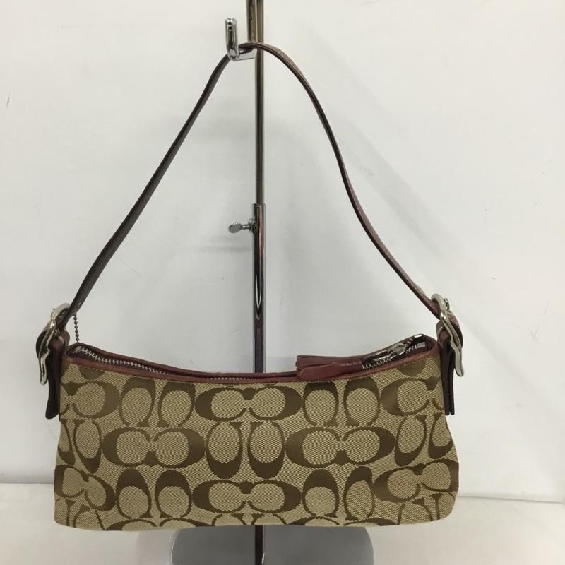 コーチ COACH ハンドバッグ ハンドバッグ E05Q-8K09 シグネチャー ワンショルダー ロゴ、文字 ベージュ / ベージュ / X 紫 / パープル / レディース USED 古着 中古 10123268