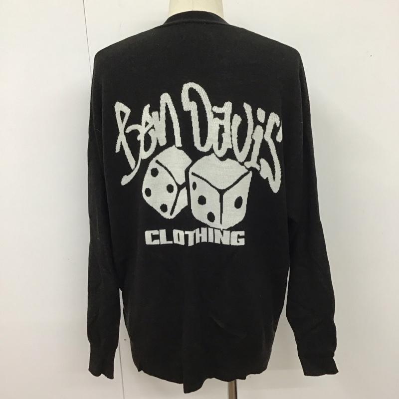 ベンデイビス BEN DAVIS カーディガン 長袖 I-23380040 DiceKnitCardigan ビッグシルエット オーバーサイズ トップス ニットカーディガン L ロゴ、文字 黒 / ブラック / メンズ USED 古着 中古 10111621
