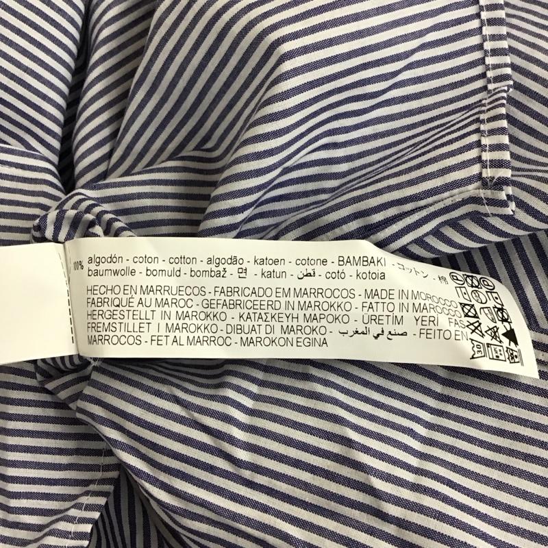 ザラ ZARA シャツ、ブラウス 長袖 8076 807 044 クロップド丈 XS ストライプ 白 / ホワイト / X 紺 / ネイビー / レディース USED 古着 中古 10118830
