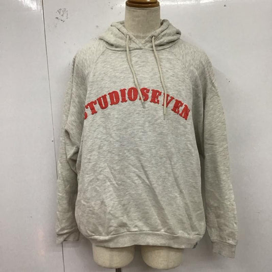 スタジオセブン STUDIO SEVEN パーカー 長袖 長袖パーカー フード付きパーカー プリントスウェット トレーナー M ロゴ、文字 灰 / グレー /  メンズ USED 古着 中古 10124499