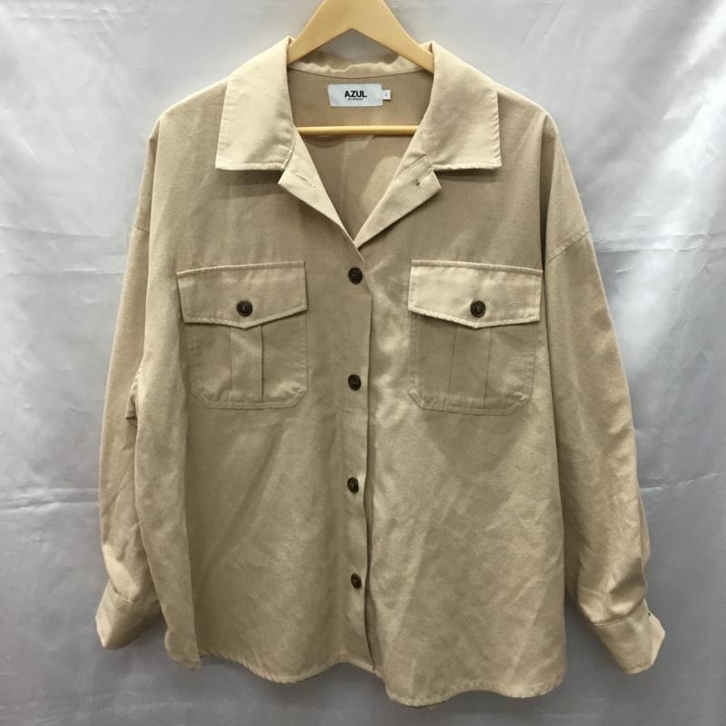 アズールバイマウジー AZUL BY MOUSSY シャツ、ブラウス 長袖 250EAB30-266I H/B LOOSE SHIRT L 無地 ベージュ / ベージュ / レディース USED 古着 中古 10110851