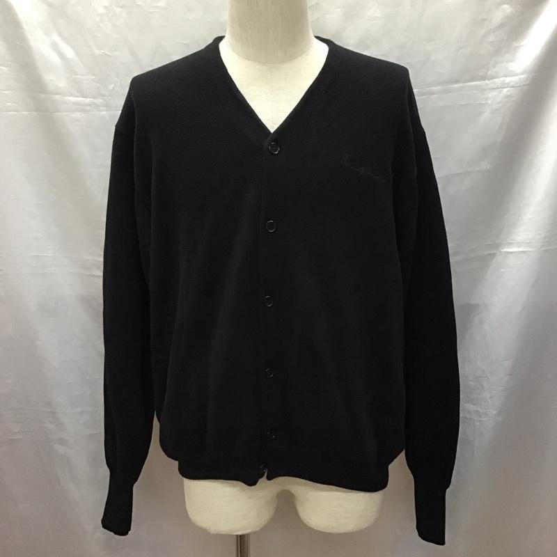 アンディフィーテッド UNDEFEATED カーディガン 長袖 Vネック コットン XL ロゴ、文字 黒 / ブラック / メンズ USED 古着 中古 10121176