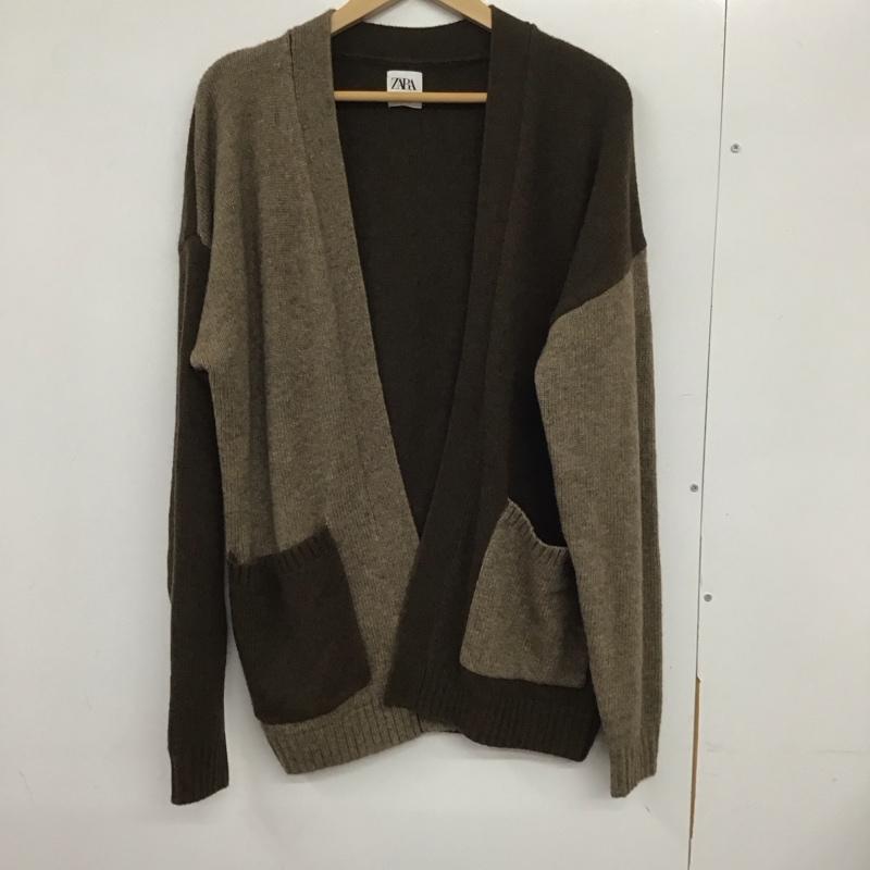 ザラ ZARA カーディガン 長袖 M 無地 茶 / ブラウン / レディース USED 古着 中古 10133455