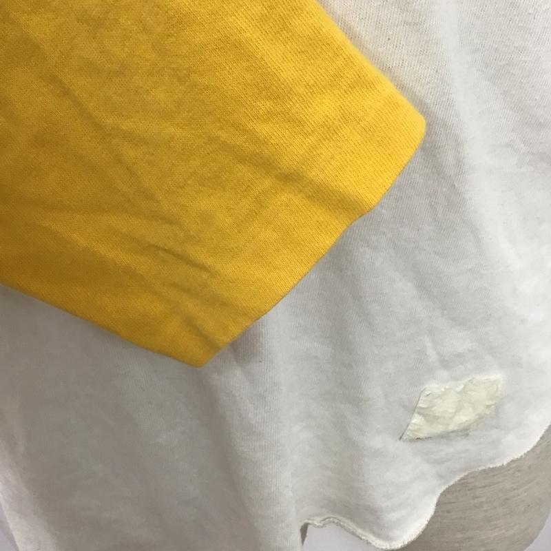 マジェスティック MAJESTIC カットソー 七分袖 ラグランTシャツ 七分丈 プリントTシャツ クルーネックカットソー プリント 白 / ホワイト / X 黄 / イエロー / メンズ USED 古着 中古 10106608