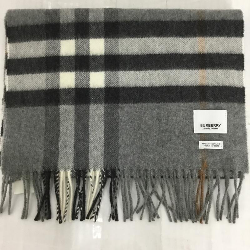 バーバリー BURBERRY マフラー マフラー カシミア フリンジ 8016395 チェック 灰 / グレー / X 黒 / ブラック / X 白 / ホワイト / X ベージュ / ベージュ / レディース USED 古着 中古 10123635
