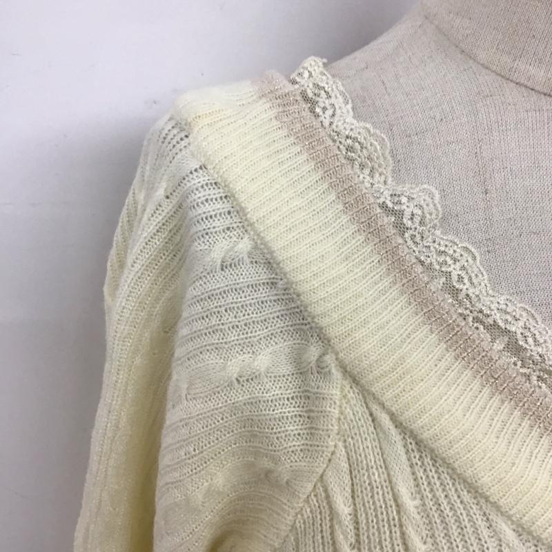 アクシーズファム axes femme ニット、セーター 長袖 長袖ニットカットソー ニット セーター Vネックニット M 無地 白 / ホワイト / メンズ USED 古着 中古 10107706