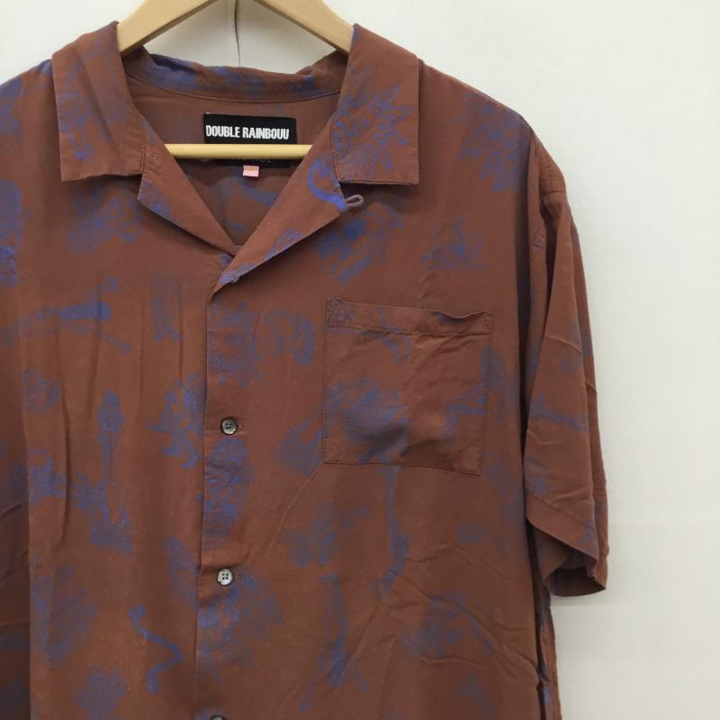 ダブルレインボー DOUBLE RAINBOUU シャツ、ブラウス 半袖 XL 総柄 茶 / ブラウン / X 青 / ブルー / メンズ USED 古着 中古 10139192