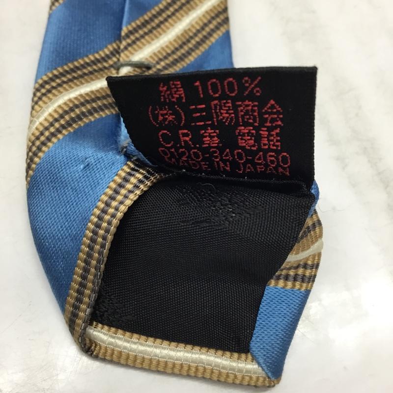 バーバリーブラックレーベル BURBERRY BLACK LABEL ネクタイ ネクタイ 絹 シルク ストライプ 水色 / ライトブルー / X ベージュ / ベージュ / X 白 / ホワイト / メンズ USED 古着 中古 10110628