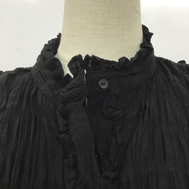 ザラ ZARA シャツ、ブラウス 長袖 7696 250 800 シャーリング スタンドカラー M 無地 黒 / ブラック / レディース USED 古着 中古 10107148