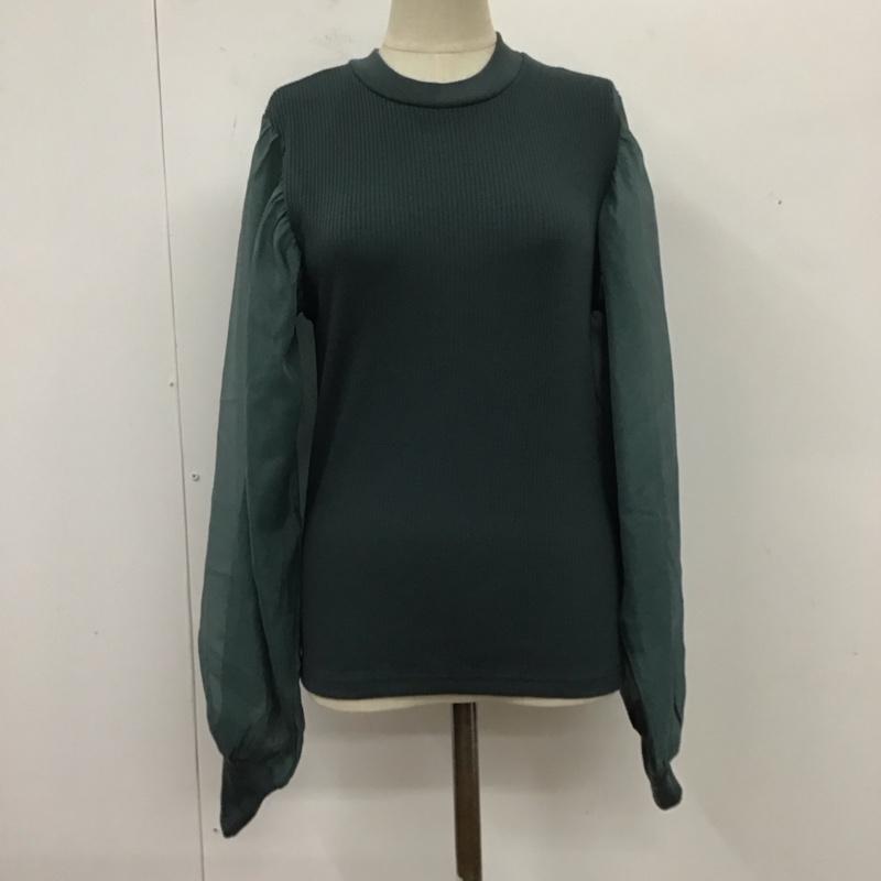 アズールバイマウジー AZUL BY MOUSSY カットソー 長袖 250GAB80-098H 袖シアー リブ M 無地 緑 / グリーン / レディース USED 古着 中古 10119384
