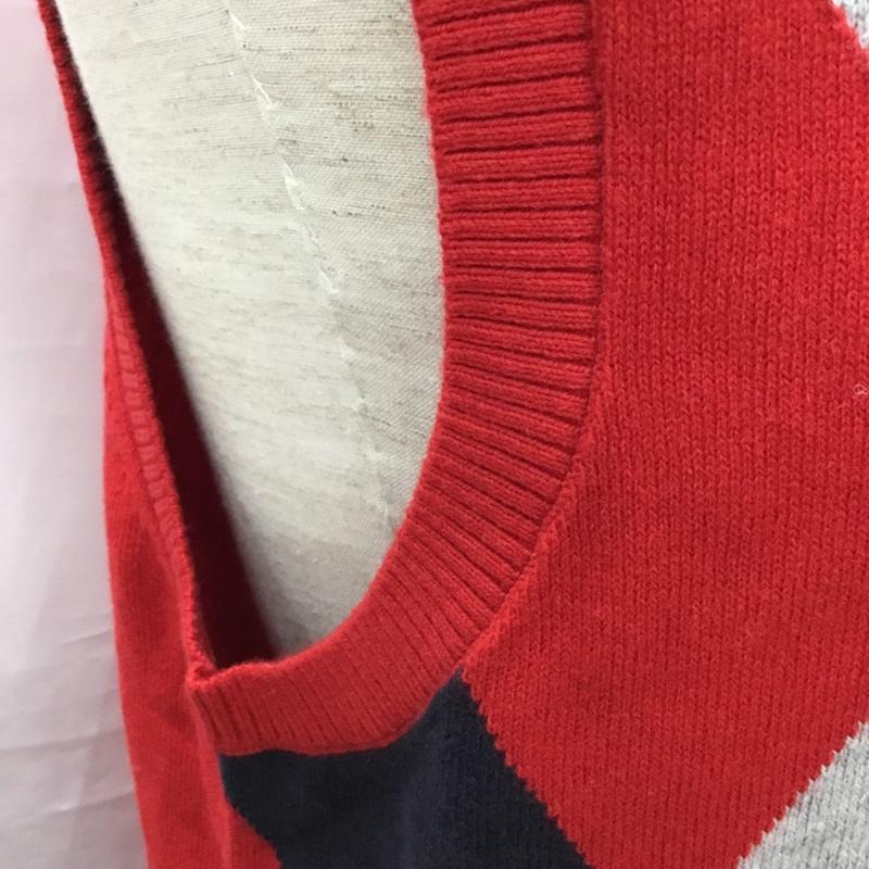 トミーヒルフィガー TOMMY HILFIGER ベスト ベスト 49-2233801 Vネック タグ付き M アーガイル柄 赤 / レッド / X 灰 / グレー / X 白 / ホワイト / X 紺 / ネイビー / メンズ USED 古着 中古 10112875