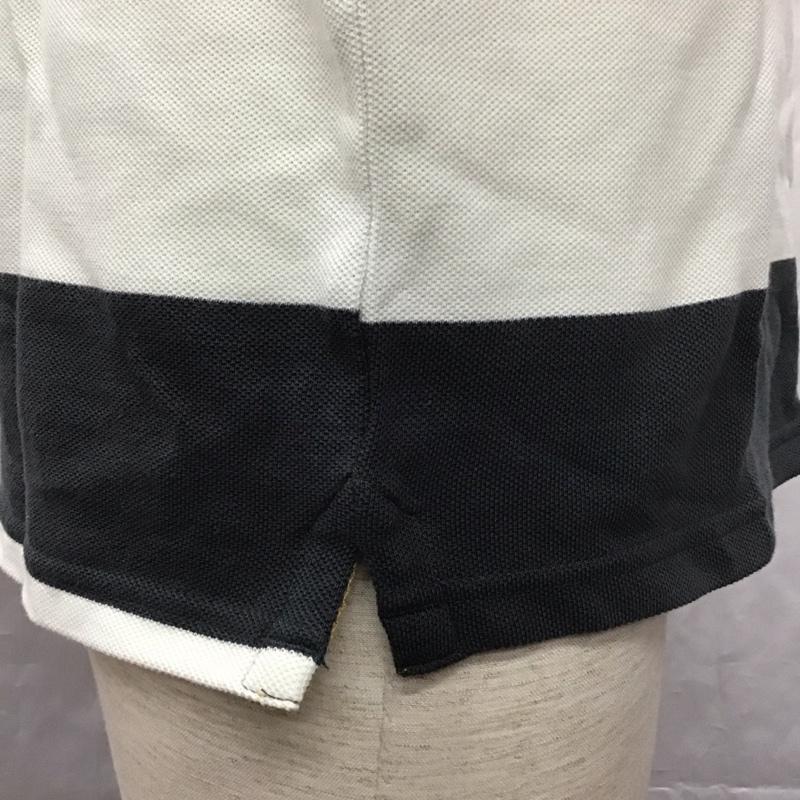 エーグル AIGLE ポロシャツ 半袖 半袖ポロシャツ 半袖カットソー カラーシャツ M ボーダー柄 白 / ホワイト / X 黒 / ブラック /  メンズ USED 古着 中古 10111027