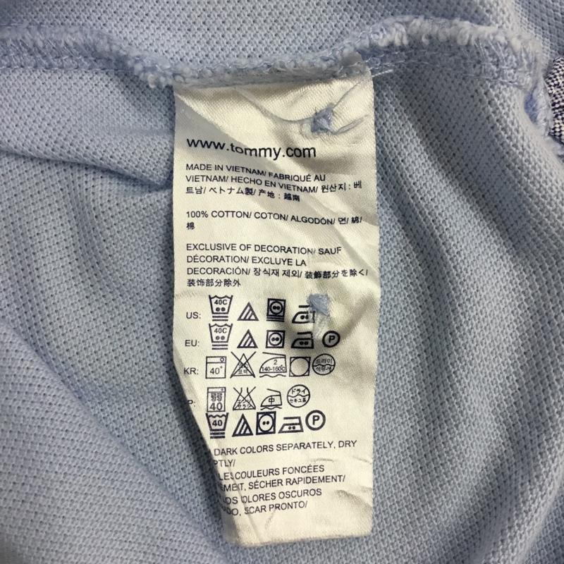 トミーヒルフィガー TOMMY HILFIGER ポロシャツ 半袖 半袖ポロシャツ カラーシャツ 半袖カットソー XL ロゴ、文字 水色 / ライトブルー / メンズ USED 古着 中古 10115824