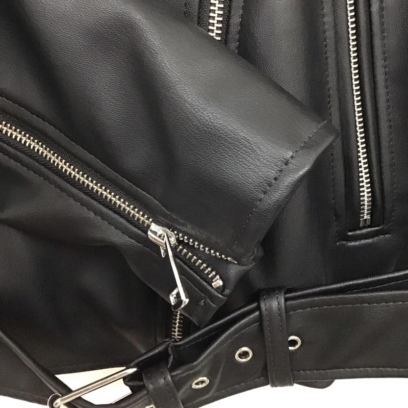 ザラ ZARA ジャケット、上着 ライダース 3046/060/800 レザー風バイカージャケット M 無地 黒 / ブラック / レディース USED 古着 中古 10133675