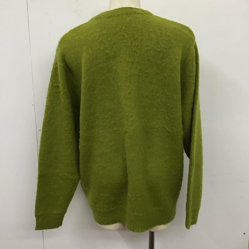ビームス BEAMS カーディガン 長袖 ウール モヘヤ M 無地 黄緑 / イエローグリーン / メンズ USED 古着 中古 10123316