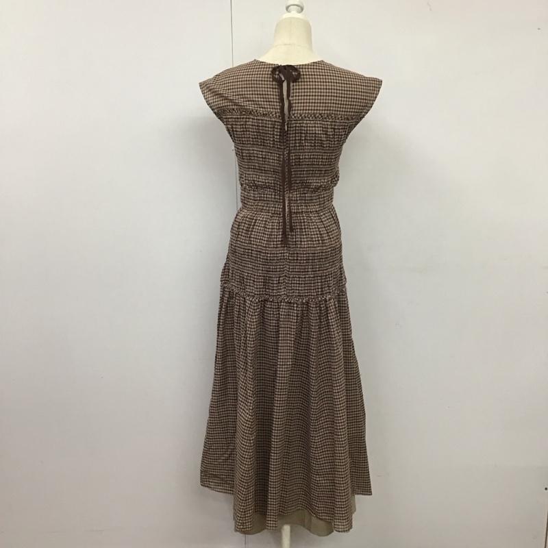 スナイデル SNIDEL ワンピース ロングスカート SWFO194021 シャーリングノースリワンピース 0 チェック ベージュ / ベージュ /  レディース USED 古着 中古 10133372