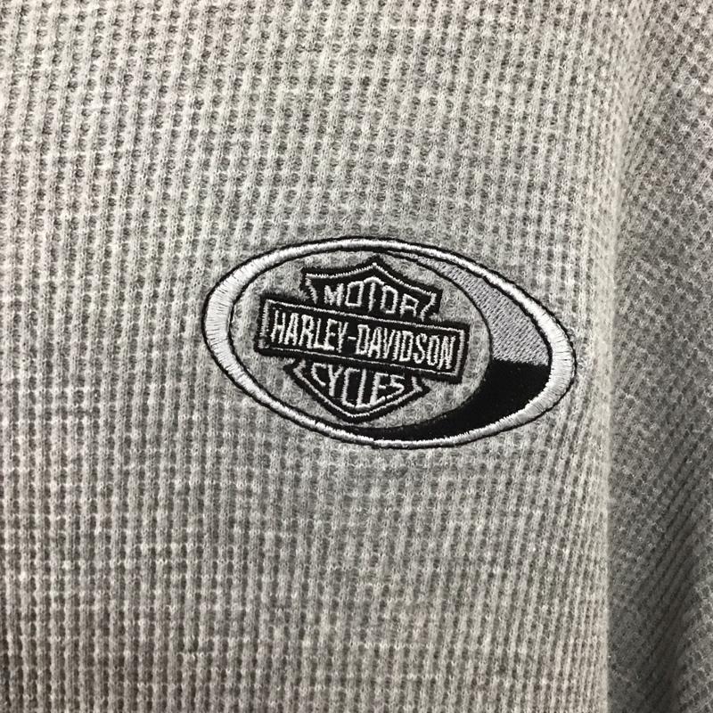 ハーレーダビッドソン Harley-Davidson カットソー 長袖 長袖カットソー ヘンリーネックカットソー 長袖Tシャツ ロングスリーブカットソー 古着 ロゴ、文字 灰 / グレー / メンズ USED 古着 中古 10107732