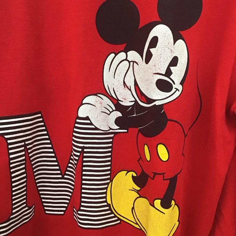 ディズニー Disney トレーナー 長袖 裏起毛 ミッキーマウス プリント 赤 / レッド / レディース USED 古着 中古 10130628
