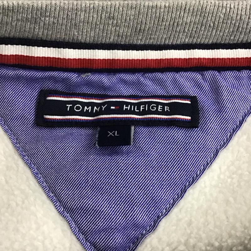 トミーヒルフィガー TOMMY HILFIGER トレーナー 長袖 長袖スウェット 長袖トレーナー リブカットソー 長袖カットソー XXL ロゴ、文字 灰 / グレー / メンズ USED 古着 中古 10106554