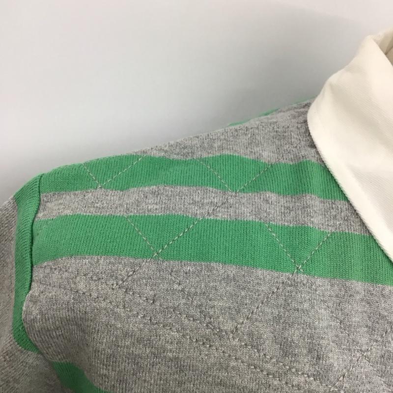 チャンピオン Champion ポロシャツ 半袖 半袖ポロシャツ カラーシャツカットソー 半袖カットソー M ボーダー柄 灰 / グレー / X 緑 / グリーン /  メンズ USED 古着 中古 10111173