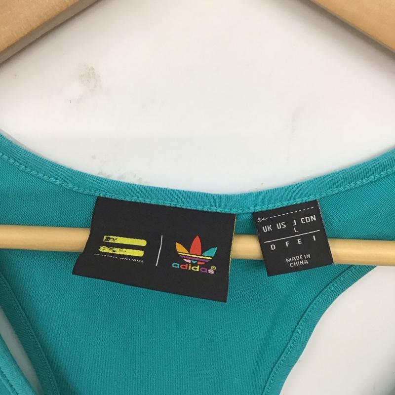 アディダス adidas タンクトップ タンクトップ ao3153 タンクトップ ノースリーブカットソー スポーツウェア pharrellwilliams L ロゴ、文字 青 / ブルー / レディース USED 古着 中古 10129750