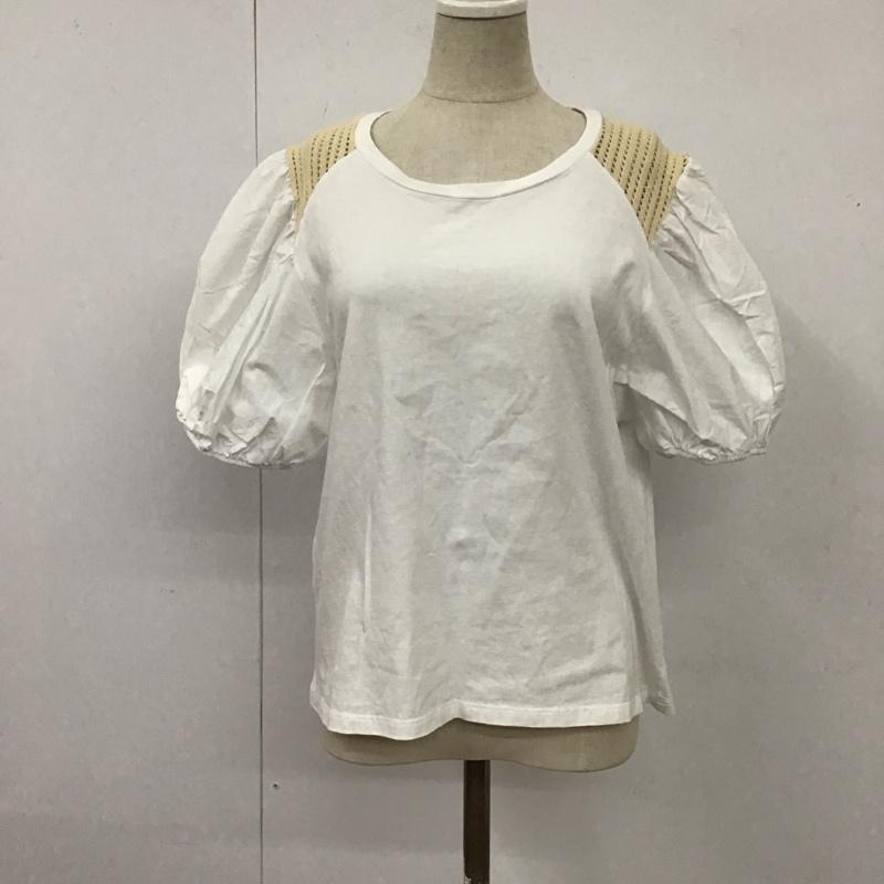 ザラ ZARA カットソー 半袖 5644 120 250 パフスリーブ L 無地 白 / ホワイト /  レディース USED 古着 中古 10114099