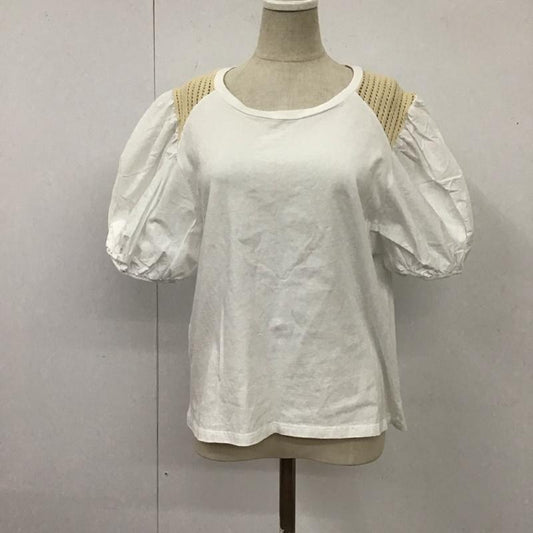 ザラ ZARA カットソー 半袖 5644 120 250 パフスリーブ L 無地 白 / ホワイト /  レディース USED 古着 中古 10114099