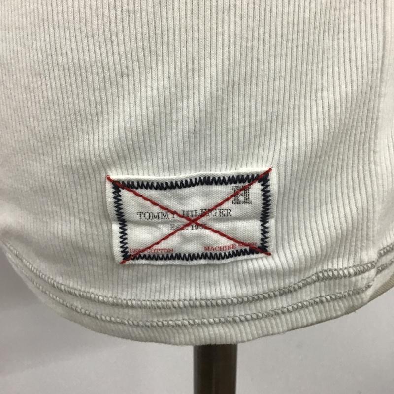 トミーヒルフィガー TOMMY HILFIGER カットソー 七分袖 ヘンリーネックカットソー リブカットソー プリントカットソー S ロゴ、文字 白 / ホワイト /  レディース USED 古着 中古 10105940